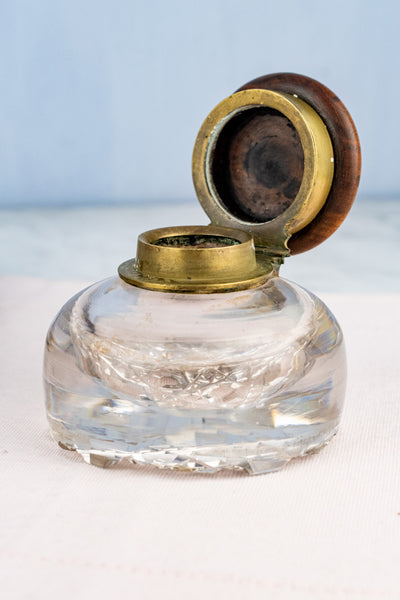 Georgian Burl Wood & Brass Ink Stand