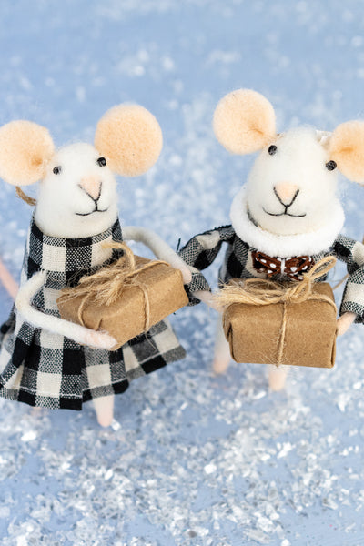 Gingham Gus & Gloria Mouse Ornaments