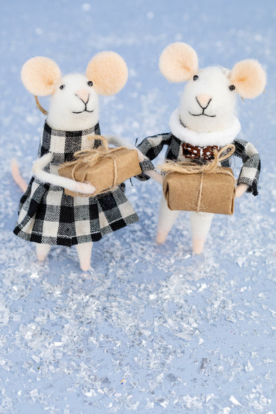 Gingham Gus & Gloria Mouse Ornaments