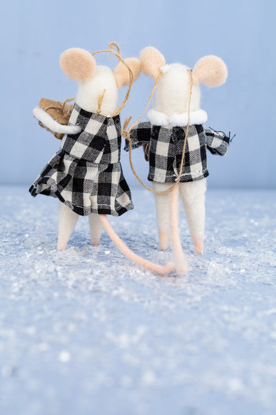 Gingham Gus & Gloria Mouse Ornaments