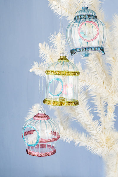 Glass Birdcage Ornament