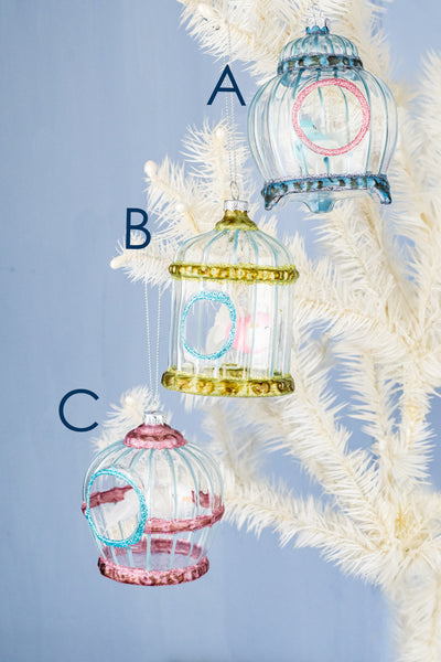 Glass Birdcage Ornament