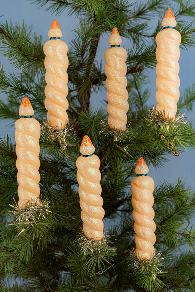 Glass Candle Clip Ornament - Set of 6