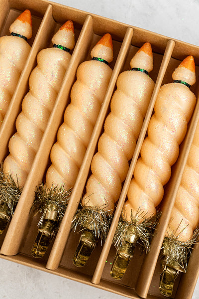 Glass Candle Clip Ornament - Set of 6