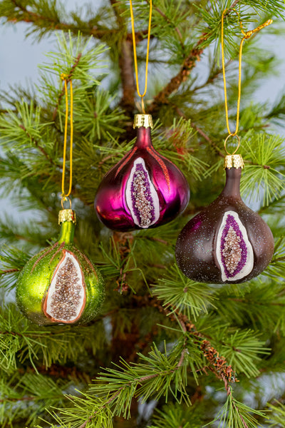 Glass Fig Ornament - Set of 3