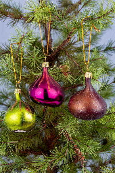 Glass Fig Ornament - Set of 3