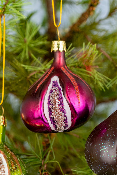 Glass Fig Ornament - Set of 3