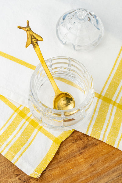 Glass Honey Pot with Golden Bee Spoon