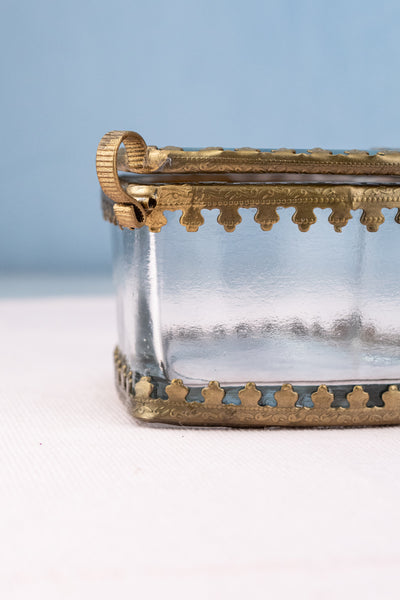 Glass & Brass Heart Trinket Box