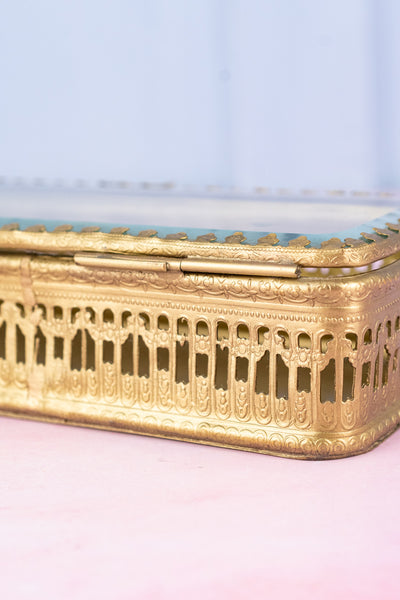 Glass & Brass Rectangular Trinket Box