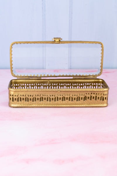 Glass & Brass Rectangular Trinket Box