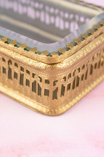 Glass & Brass Rectangular Trinket Box