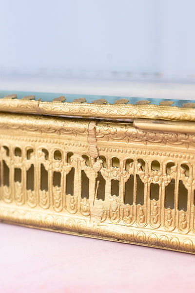 Glass & Brass Rectangular Trinket Box