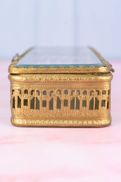 Glass & Brass Rectangular Trinket Box