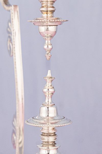 Antique English Glass & Silverplate Grape Stand