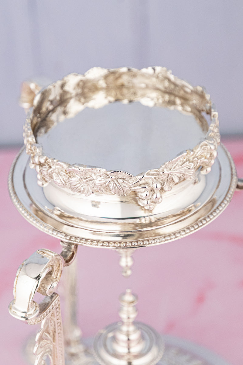 Antique English Glass & Silverplate Grape Stand