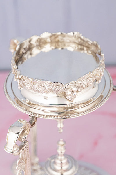 Antique English Glass & Silverplate Grape Stand