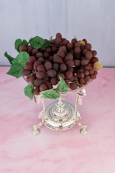 Antique English Glass & Silverplate Grape Stand