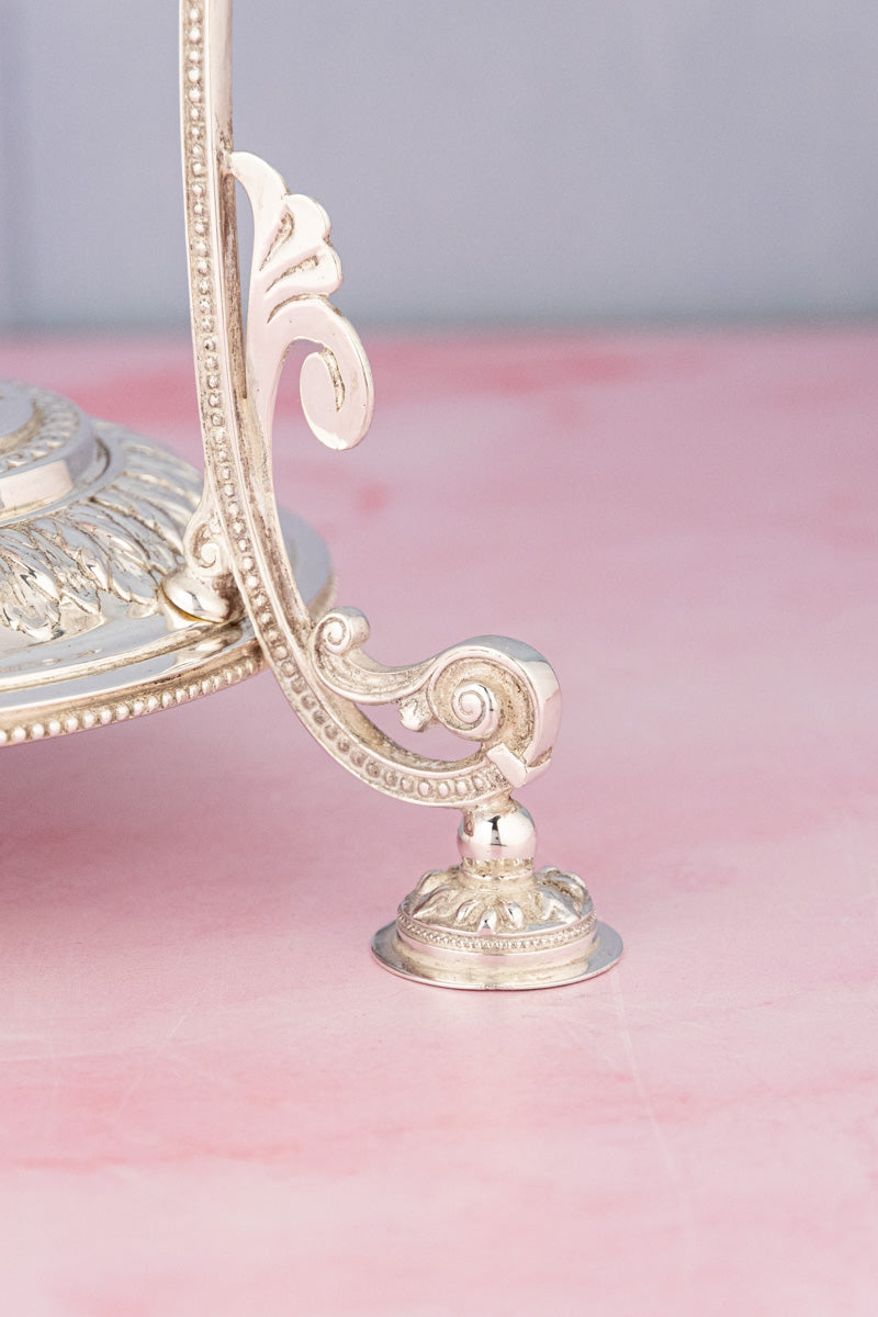 Antique English Glass & Silverplate Grape Stand