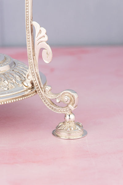 Antique English Glass & Silverplate Grape Stand
