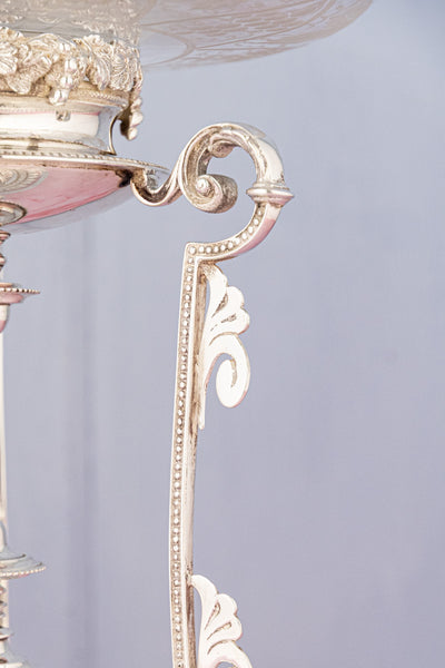 Antique English Glass & Silverplate Grape Stand