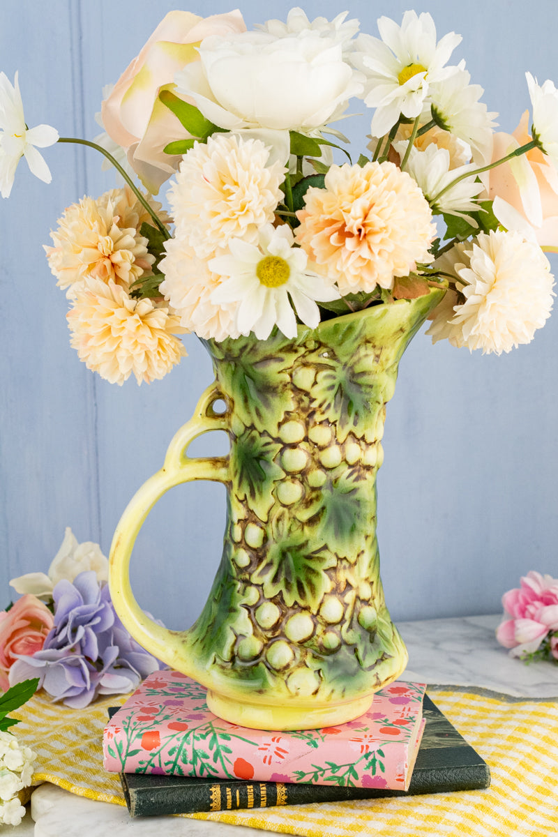 Green Grapes & Leaves Stoneware Pitcher