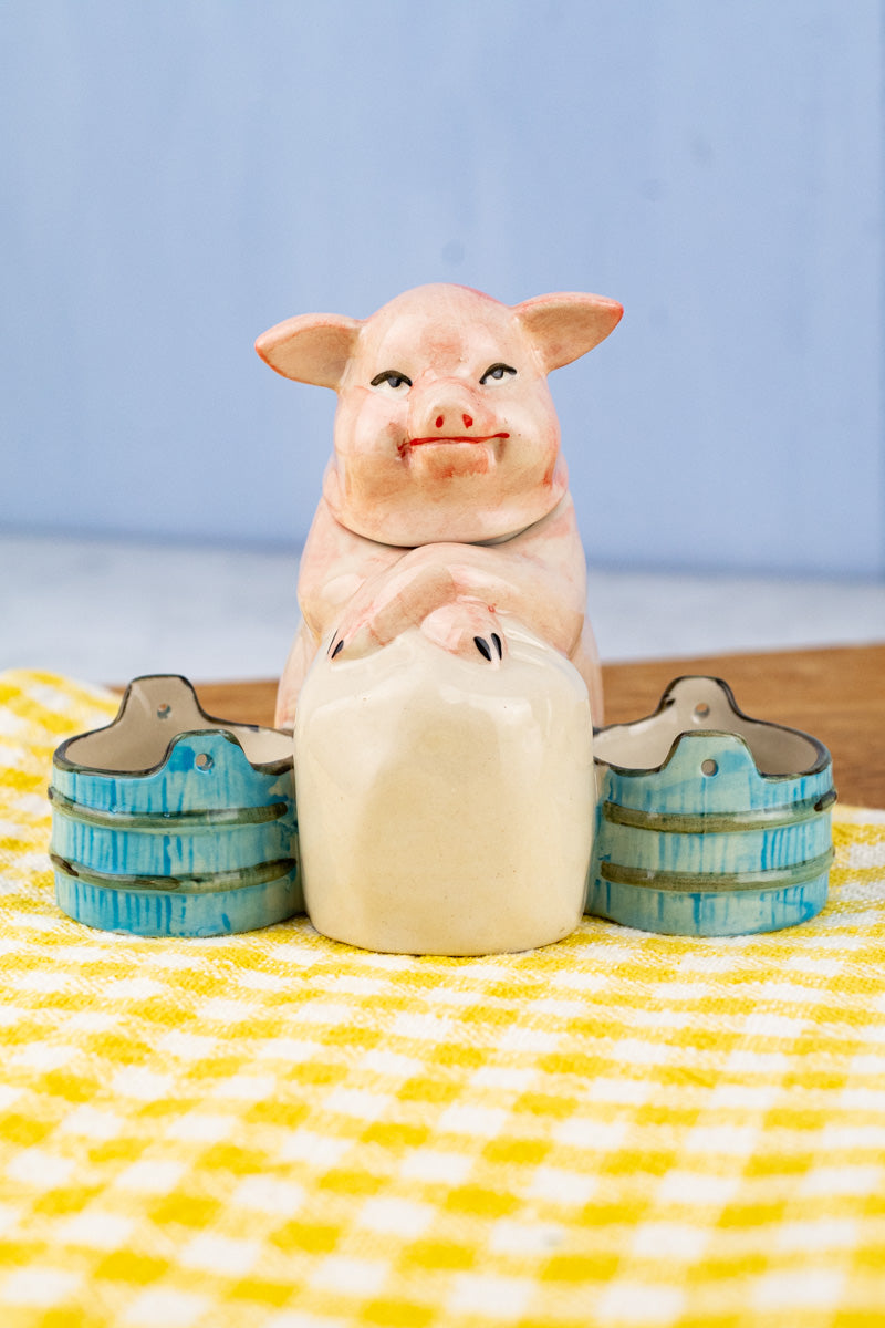 Grinning Piggy Ceramic Cruet