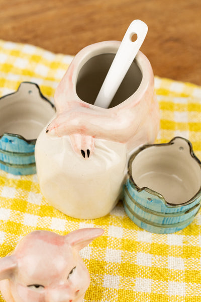 Grinning Piggy Ceramic Cruet