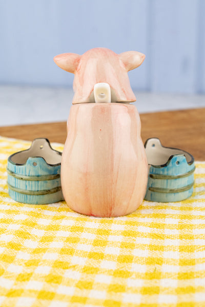 Grinning Piggy Ceramic Cruet
