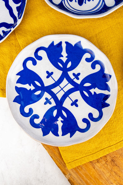 Hand-Painted Azulejo Stoneware Plates - Set of 4