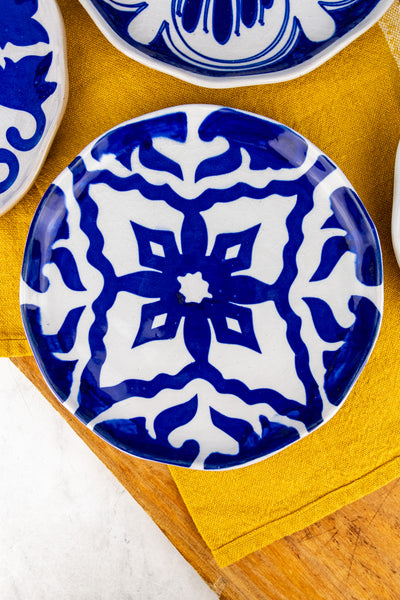 Hand-Painted Azulejo Stoneware Plates - Set of 4