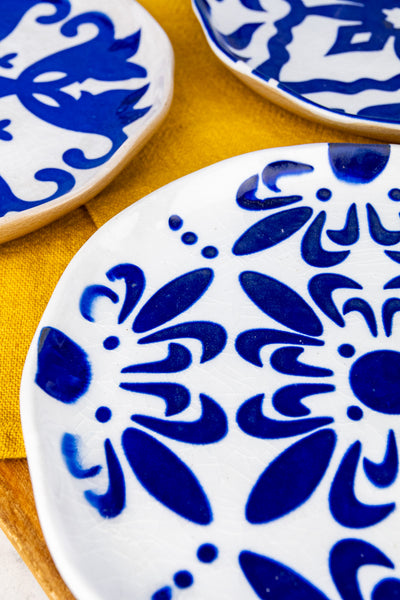Hand-Painted Azulejo Stoneware Plates - Set of 4