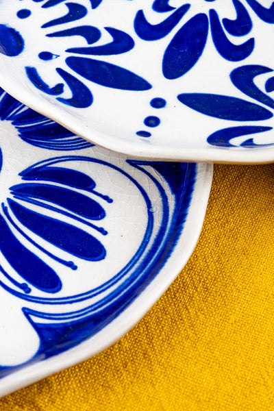 Hand-Painted Azulejo Stoneware Plates - Set of 4