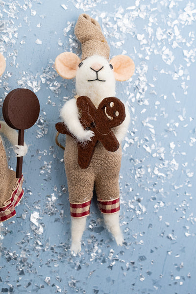 Hilda & Hans Gingerbread Baker Mouse Ornaments - Set of 2