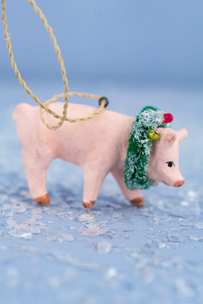 Baby Piglet with Wreath Ornament