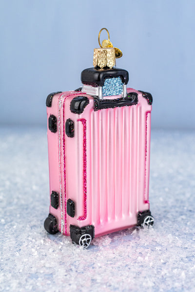 In the Pink Glass Suitcase Ornament