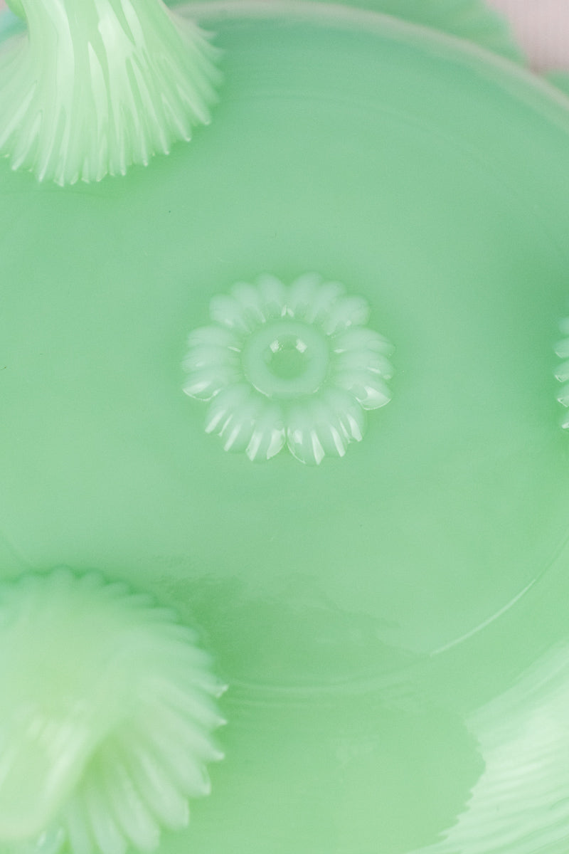 Jadeite Footed Candy Dish with Lid