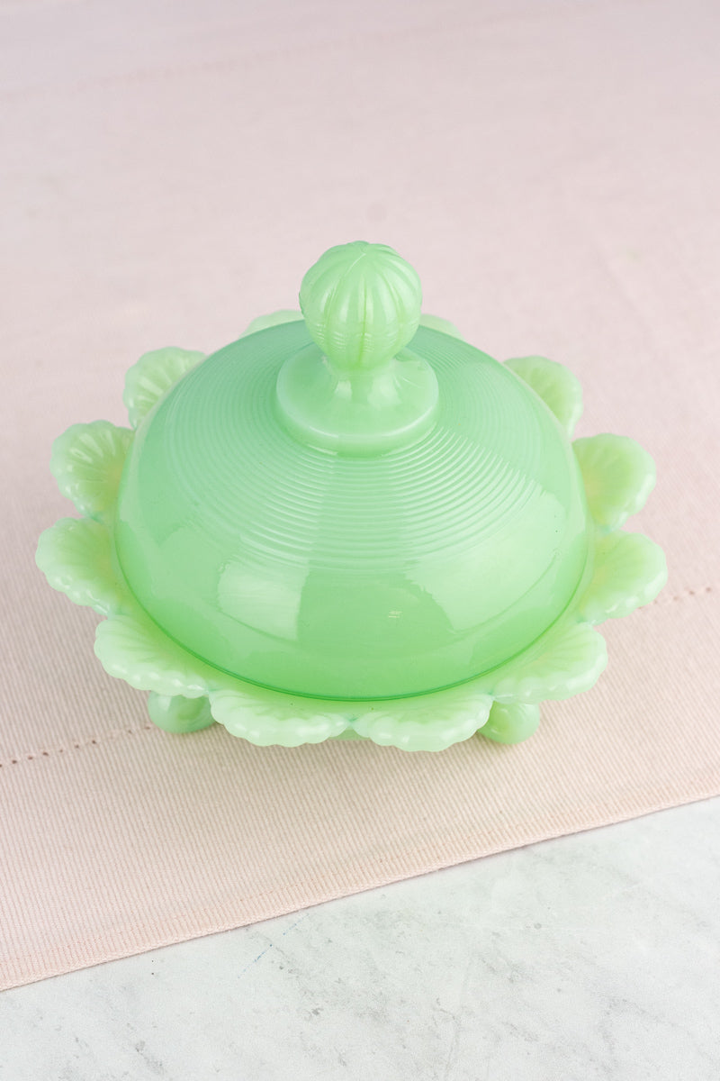 Jadeite Footed Candy Dish with Lid