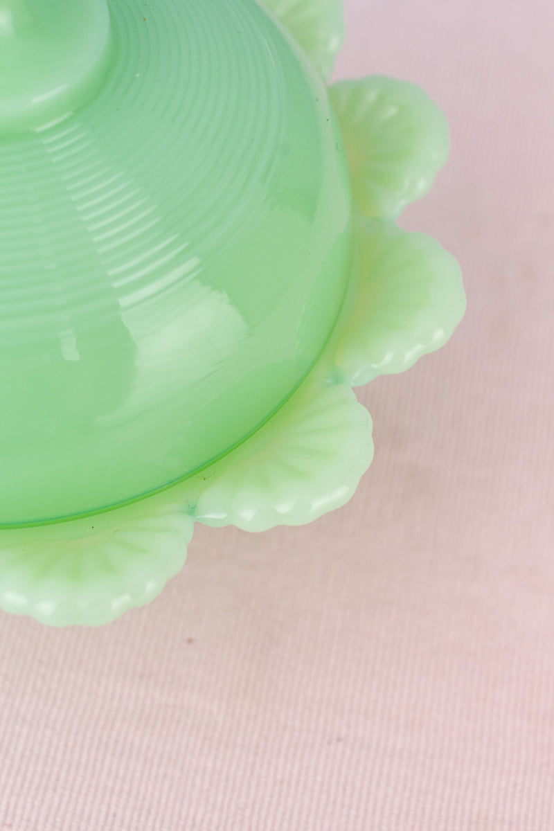 Jadeite Footed Candy Dish with Lid