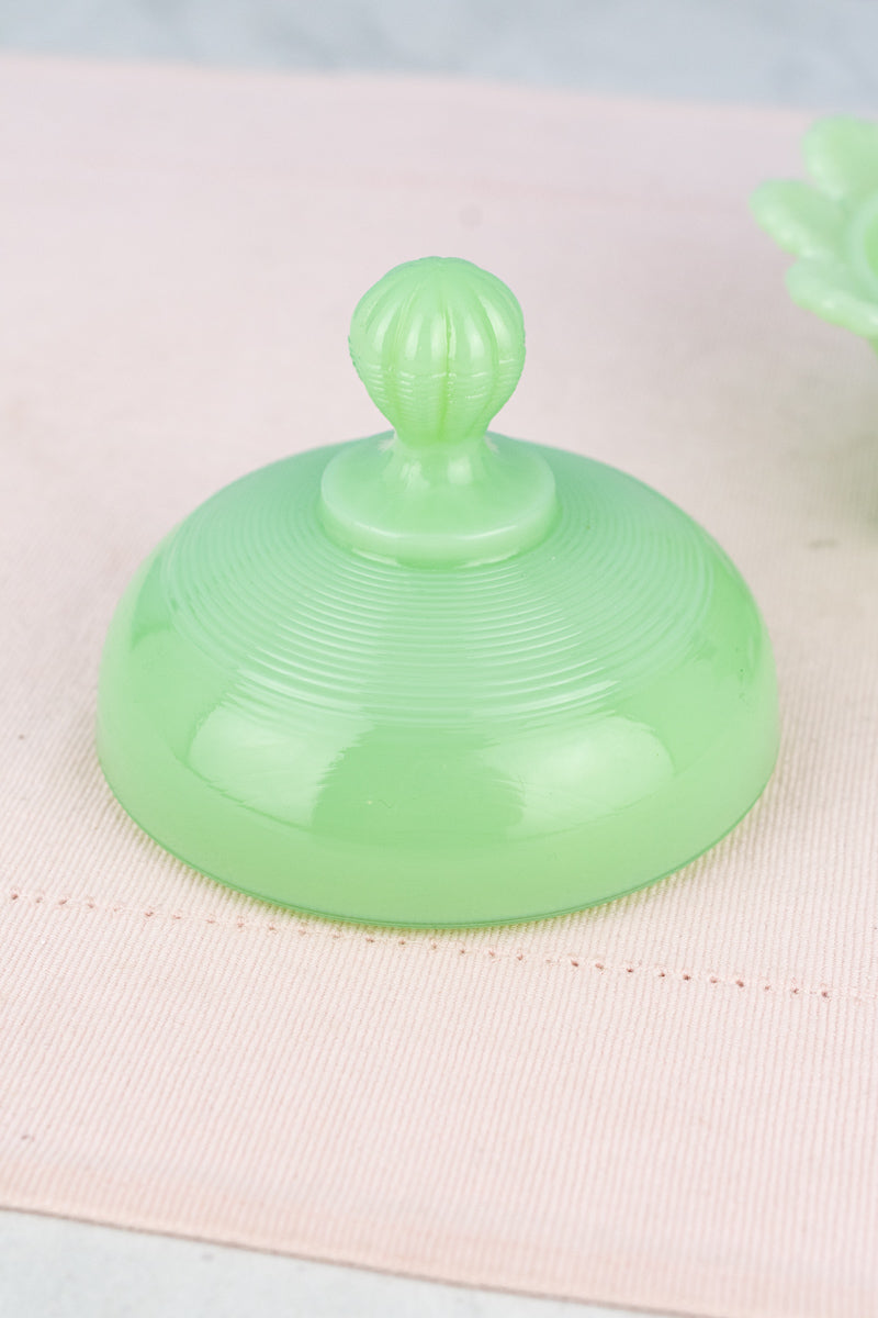 Jadeite Footed Candy Dish with Lid