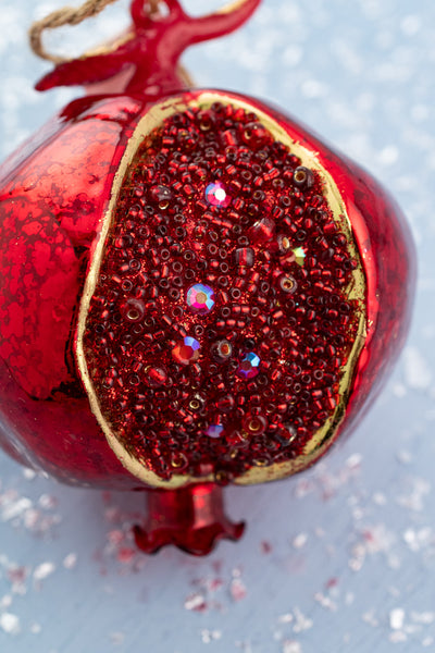 Jeweled Pomegranate Glass Ornament