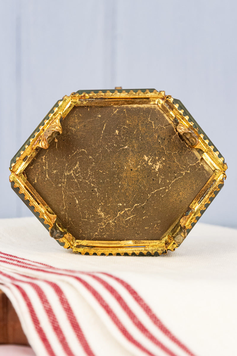 Antique French Brass and Glass Jewelry Box