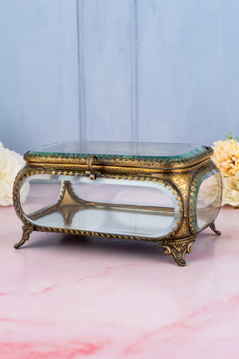 Rectangular Beveled Glass Jewelry Box