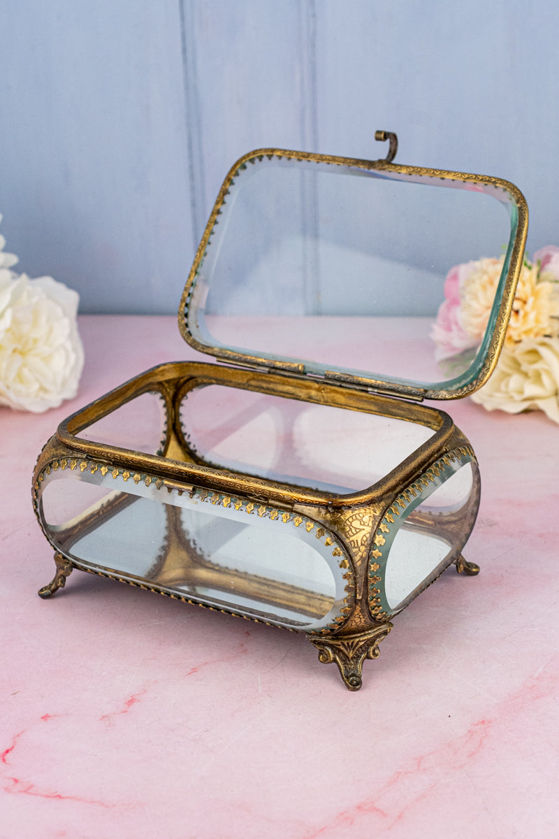 Rectangular Beveled Glass Jewelry Box