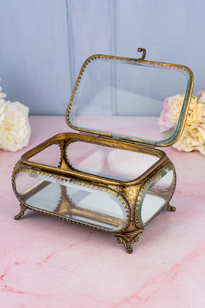 Rectangular Beveled Glass Jewelry Box
