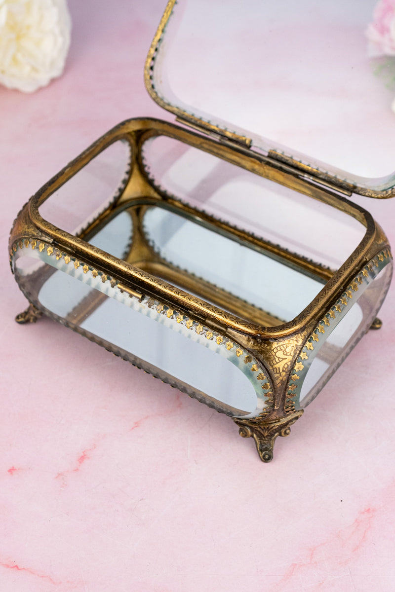 Rectangular Beveled Glass Jewelry Box
