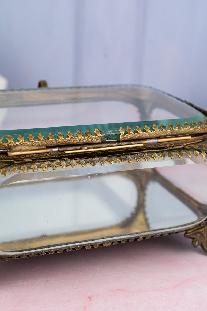 Rectangular Beveled Glass Jewelry Box