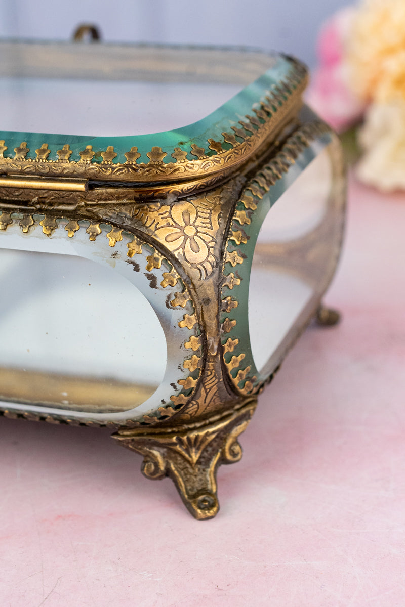 Rectangular Beveled Glass Jewelry Box