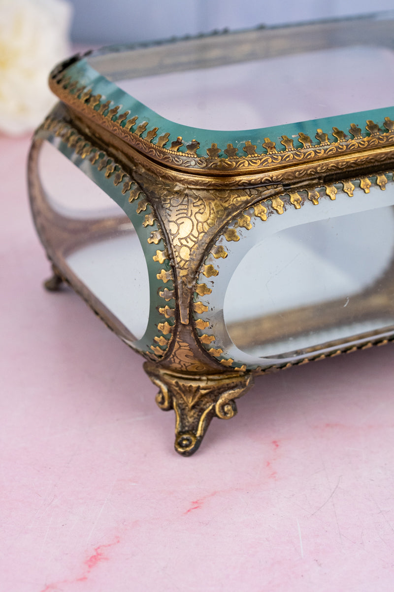 Rectangular Beveled Glass Jewelry Box