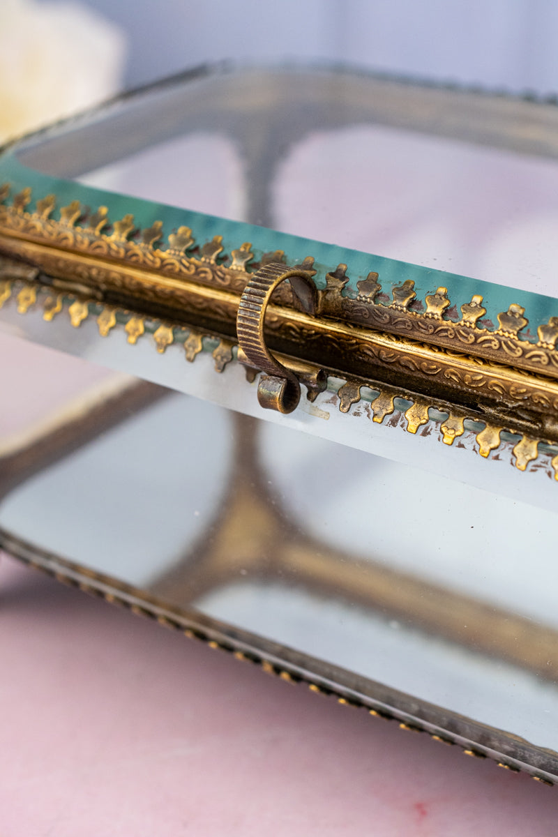 Rectangular Beveled Glass Jewelry Box